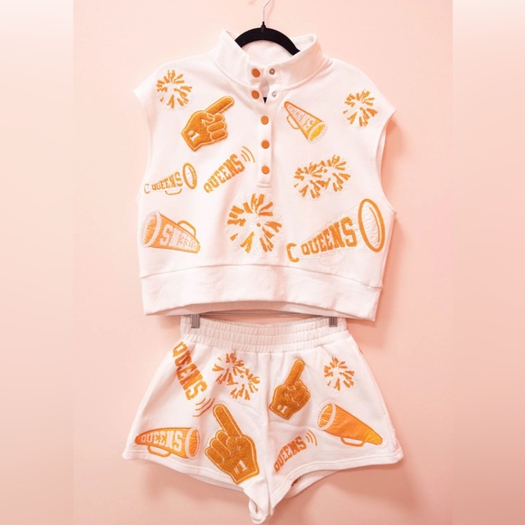 New! Rare! QUEEN OF SPARKLES Orange and White Cheers Queen Set - Picture 2 of 13